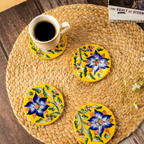 Yellow floral Coasters Pack of 2 – Jaipur Handmade