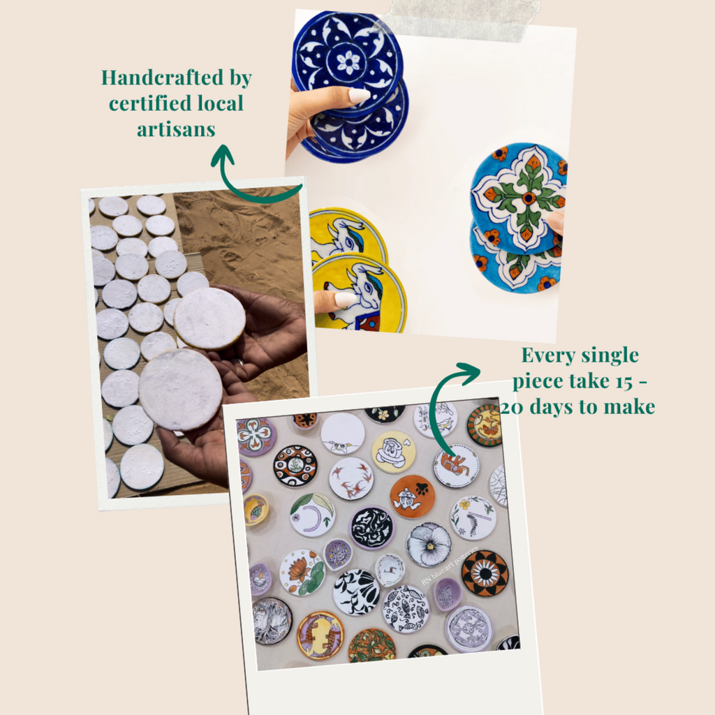 Yellow floral Coasters Pack of 4 – Jaipur Handmade