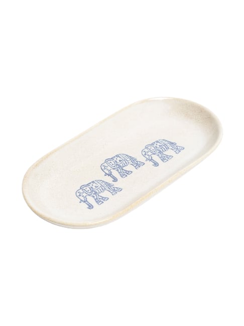 Elephant Ceramic Platter – Handcrafted Decorative Serving Plate