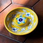 Handcrafted Blue Pottery Incense Stick Holder – Circular Yellow