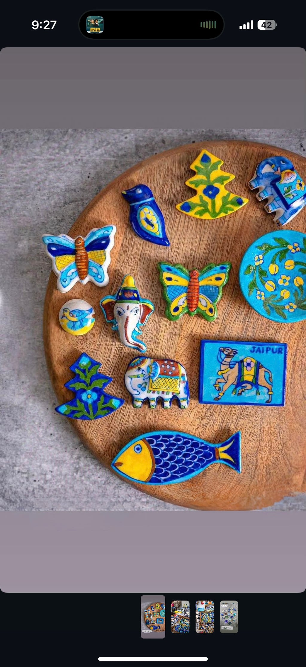 Blue Pottery Assorted Magnet - Pack of 4