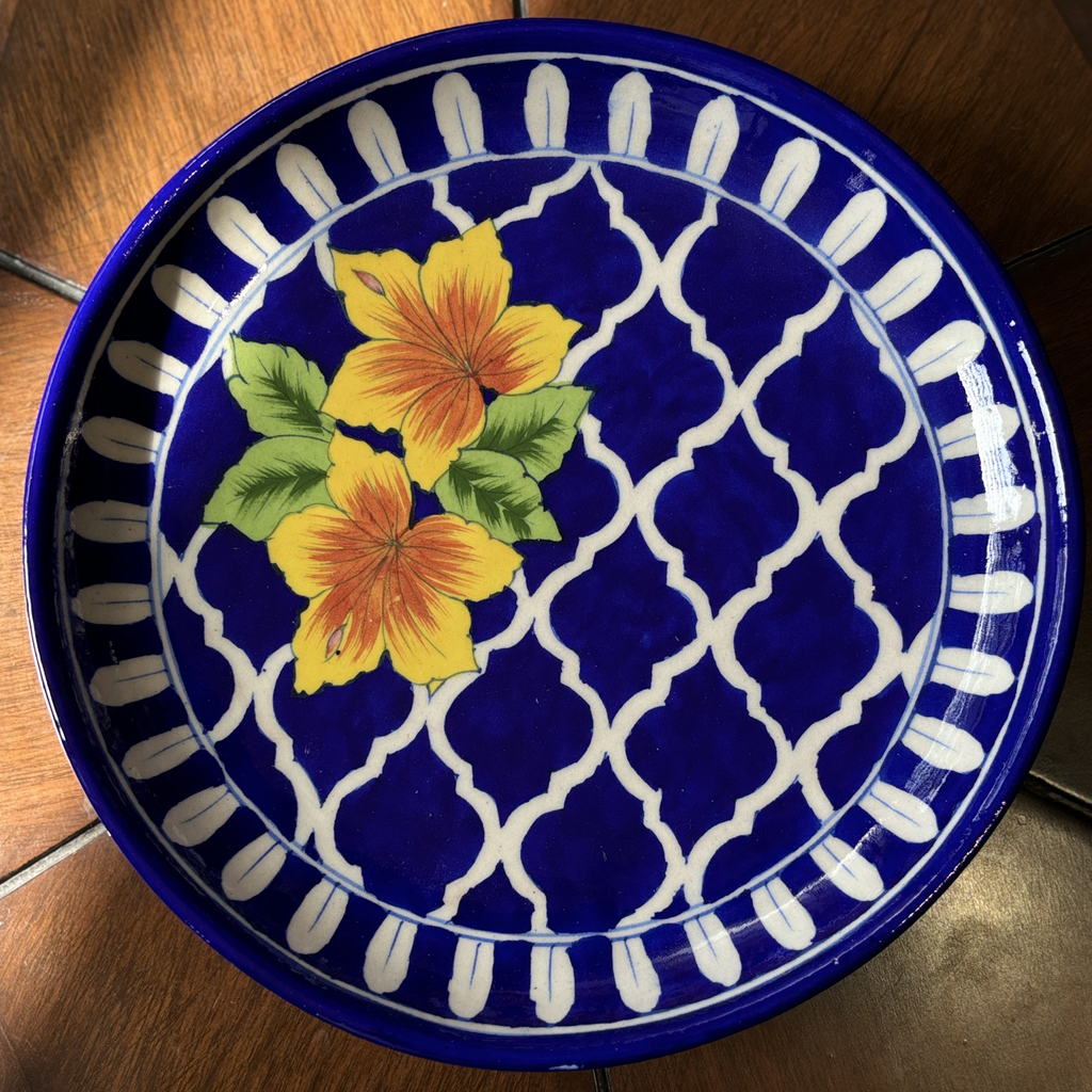 10 Inch Blue Pottery Wall Plate – Symmetry Design