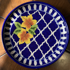 10 Inch Blue Pottery Wall Plate – Symmetry Design
