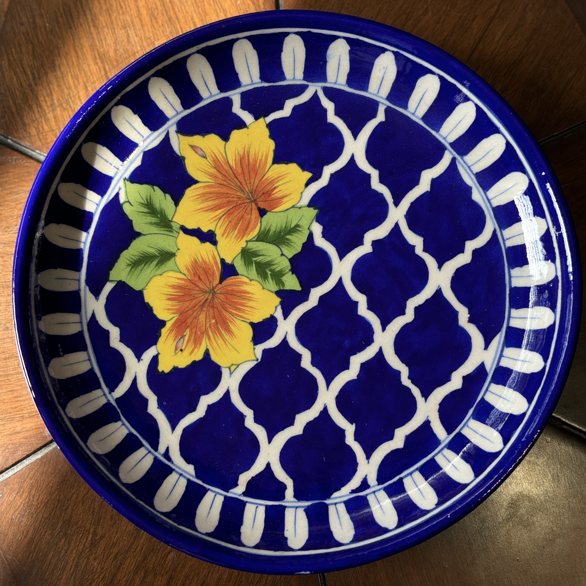 10 Inch Blue Pottery Wall Plate – Symmetry Design