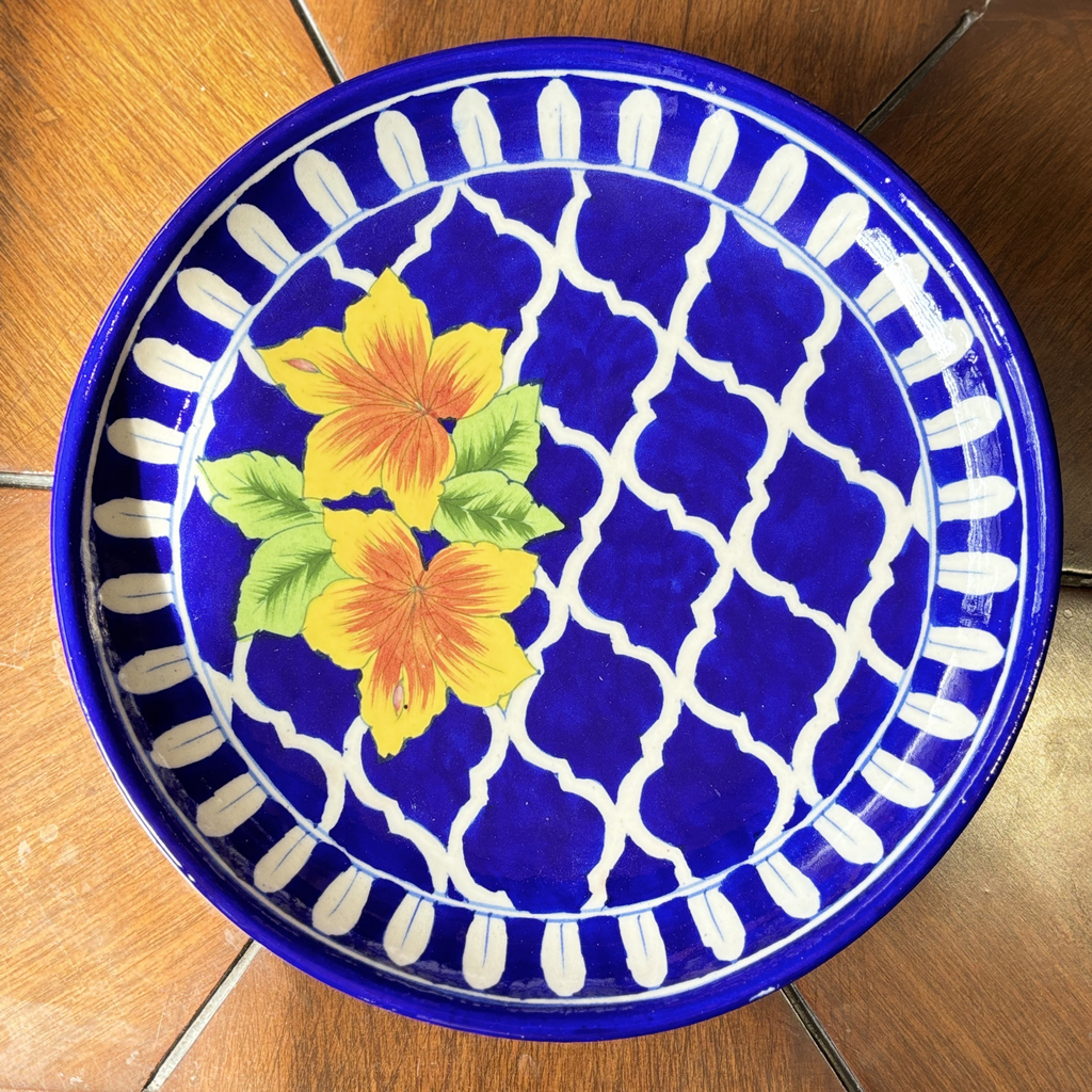 10 Inch Blue Pottery Wall Plate – Symmetry Design