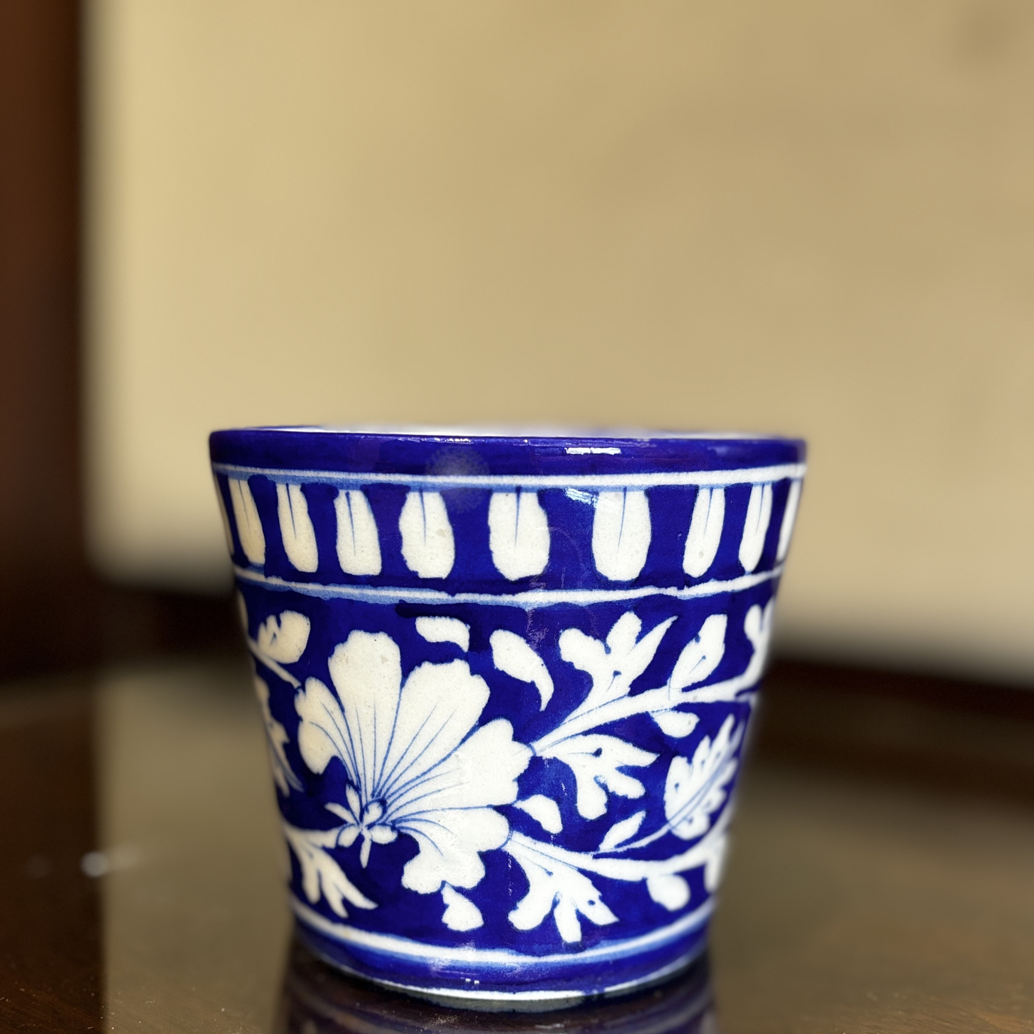 Classic Blue Pottery Planter – Handcrafted Garden Pot for Indoor & Outdoor Use