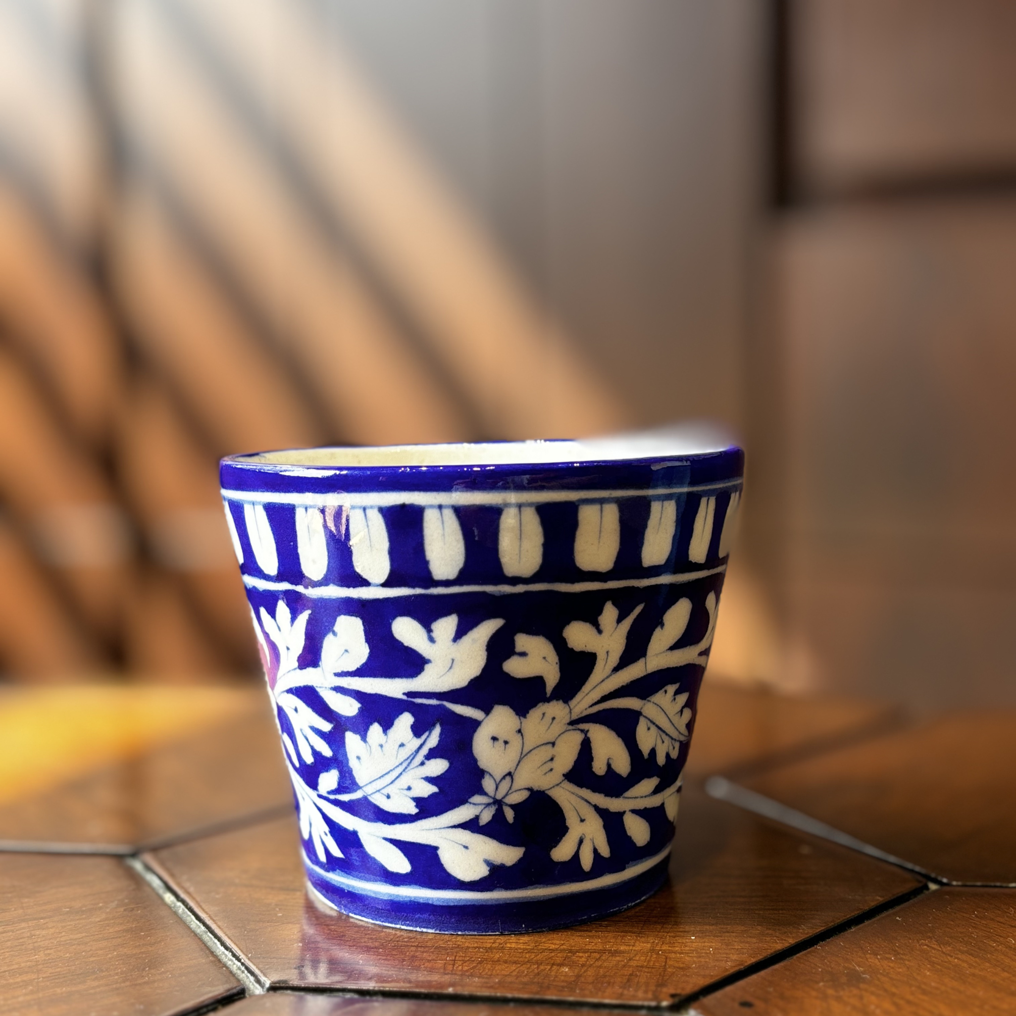 Classic Blue Pottery Planter – Handcrafted Garden Pot for Indoor & Outdoor Use