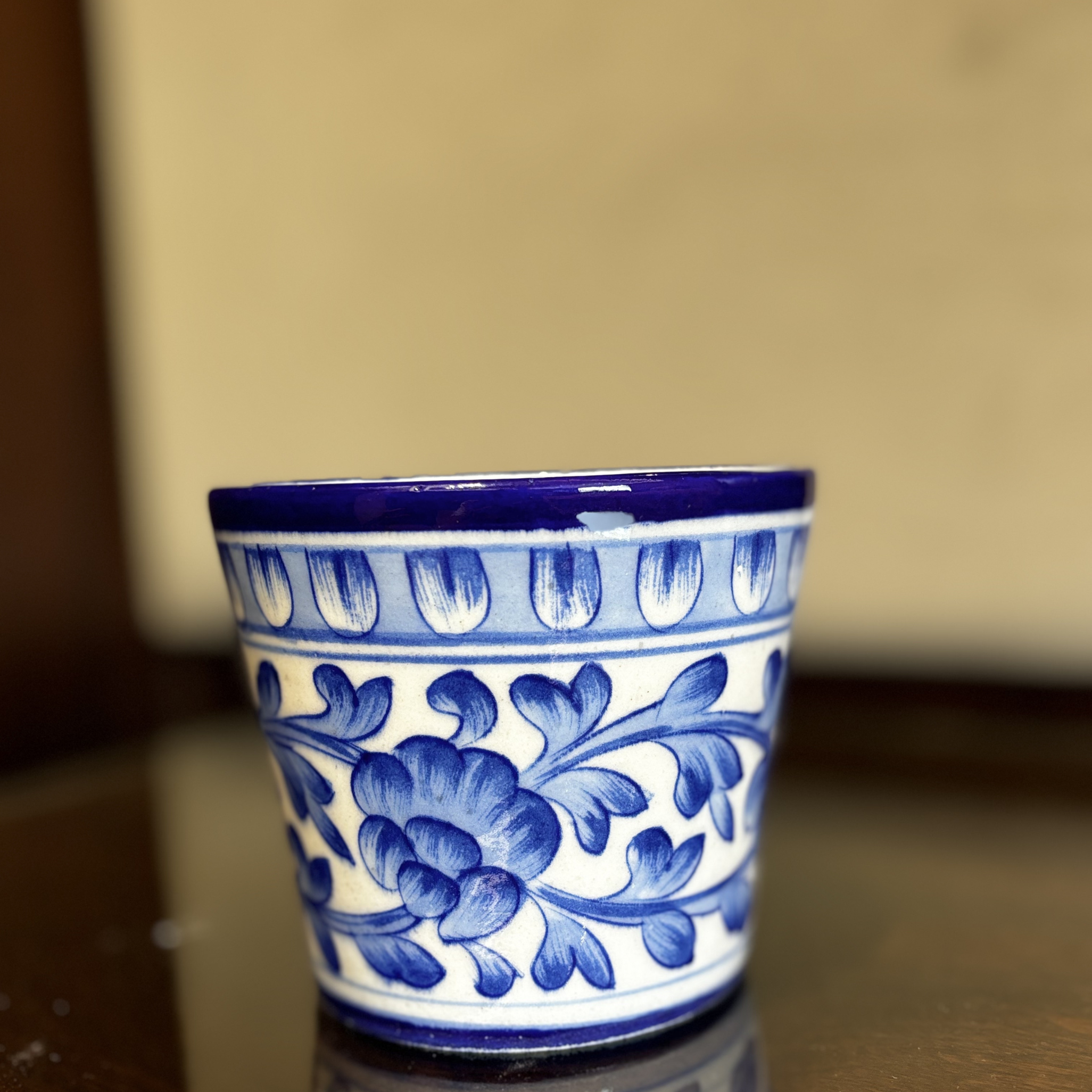 Shaded Blue Classic Planter – Handcrafted Blue Pottery Garden Pot