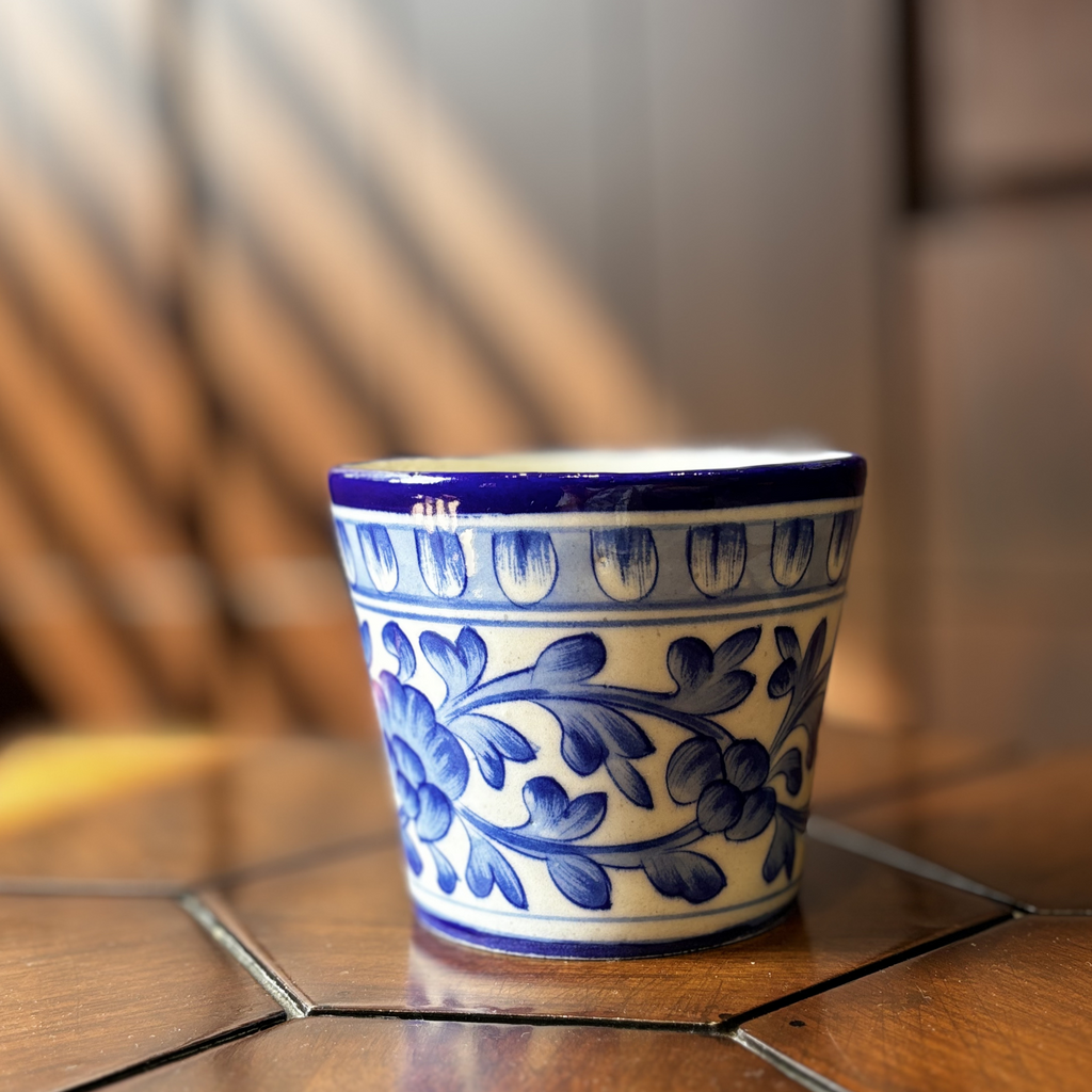 Shaded Blue Classic Planter – Handcrafted Blue Pottery Garden Pot