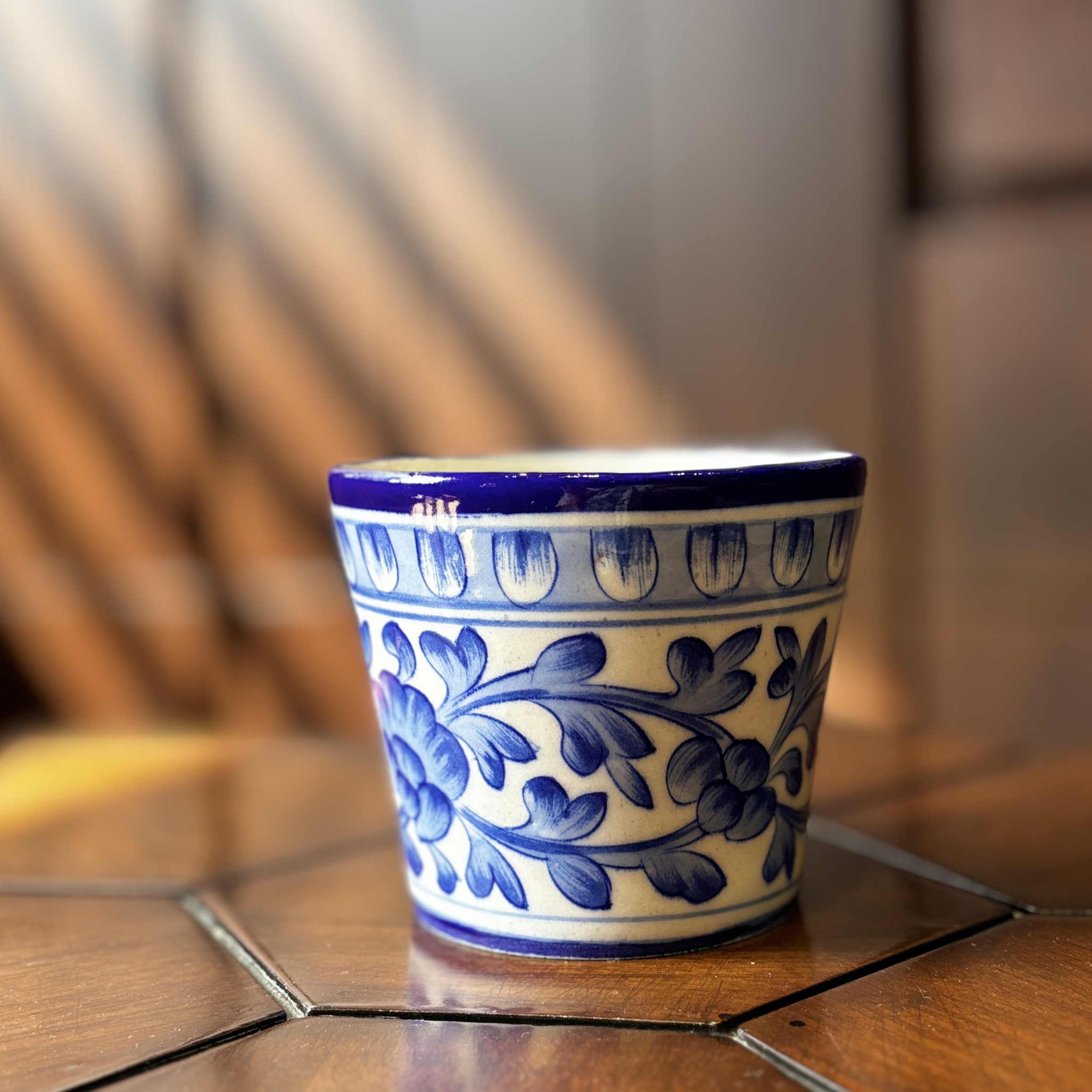 Shaded Blue Classic Planter – Handcrafted Blue Pottery Garden Pot