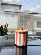 Stripe Ceramic Jar – Handcrafted Decorative Storage Jar