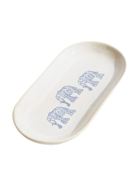 Elephant Ceramic Platter – Handcrafted Decorative Serving Plate