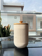 Tall Ivory Ceramic Jar - Handcrafted Decorative Storage Jar