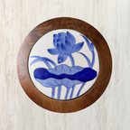 Circular Trivet & Serving Platter – Handcrafted Blue Pottery