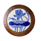 Circular Trivet & Serving Platter – Handcrafted Blue Pottery