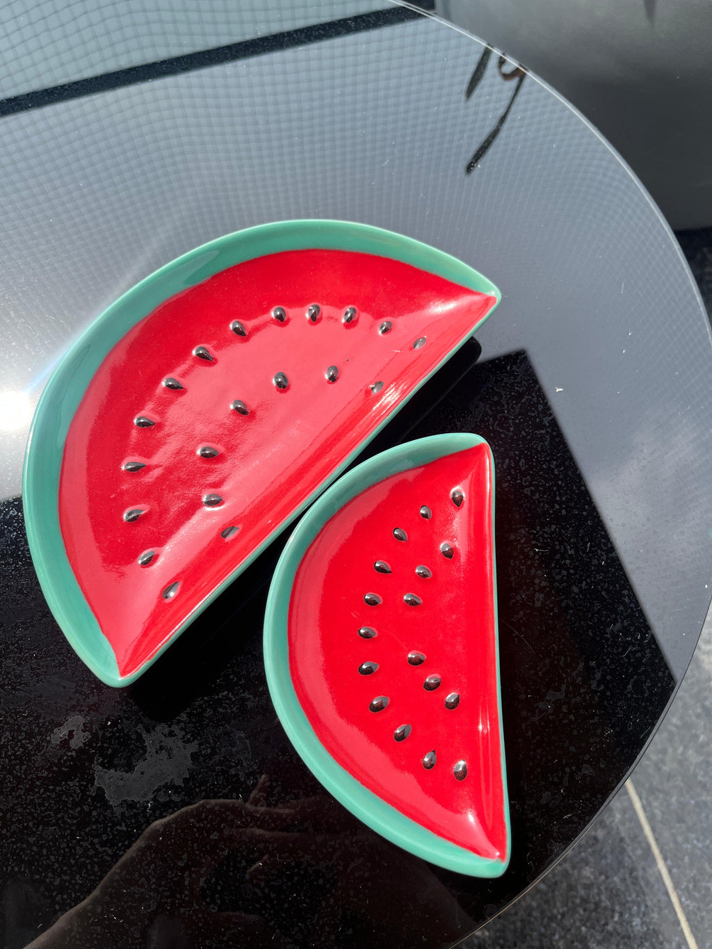 Watermelon Ceramic Snack Plate - Handcrafted Decorative Serving Dish