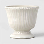 Beaded Ceramic Planter - Ivory, Handcrafted Decorative Plant Pot