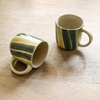 Olive Ceramic Coffee Mug - Set of 2, Handcrafted Stoneware