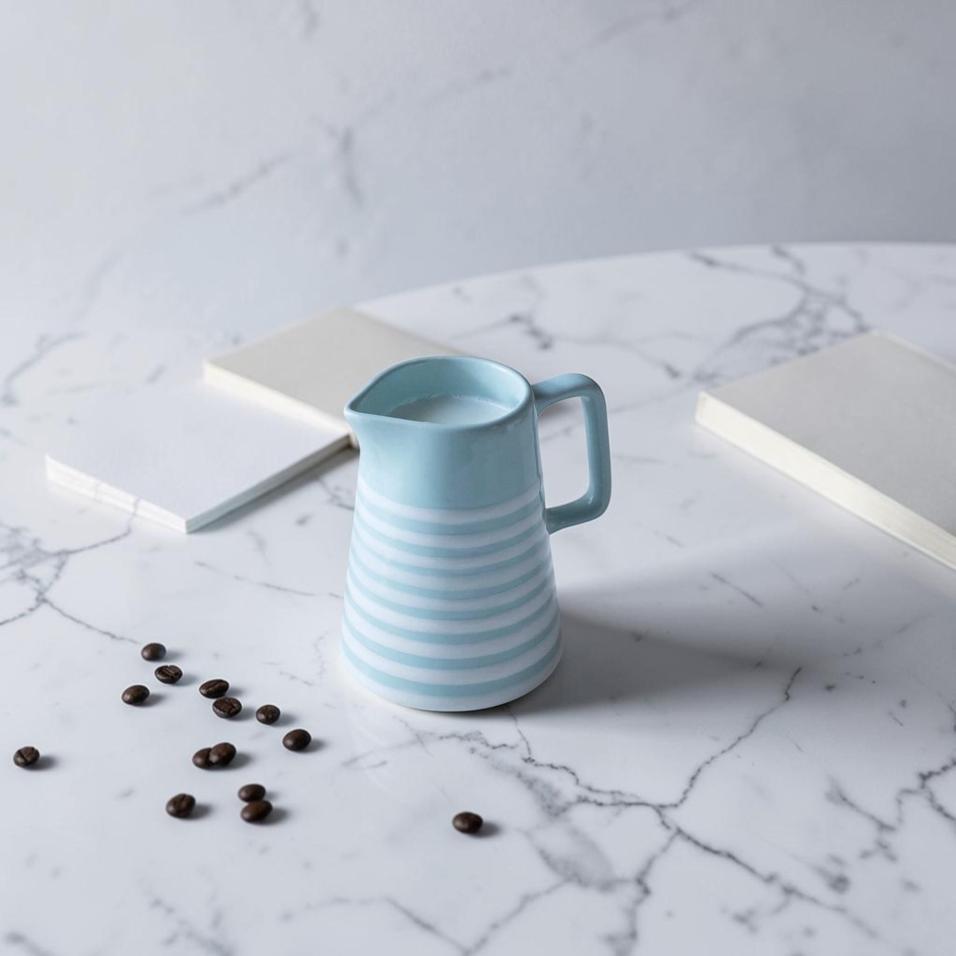 Ceramic Blue Striped Jug / Milk Mug