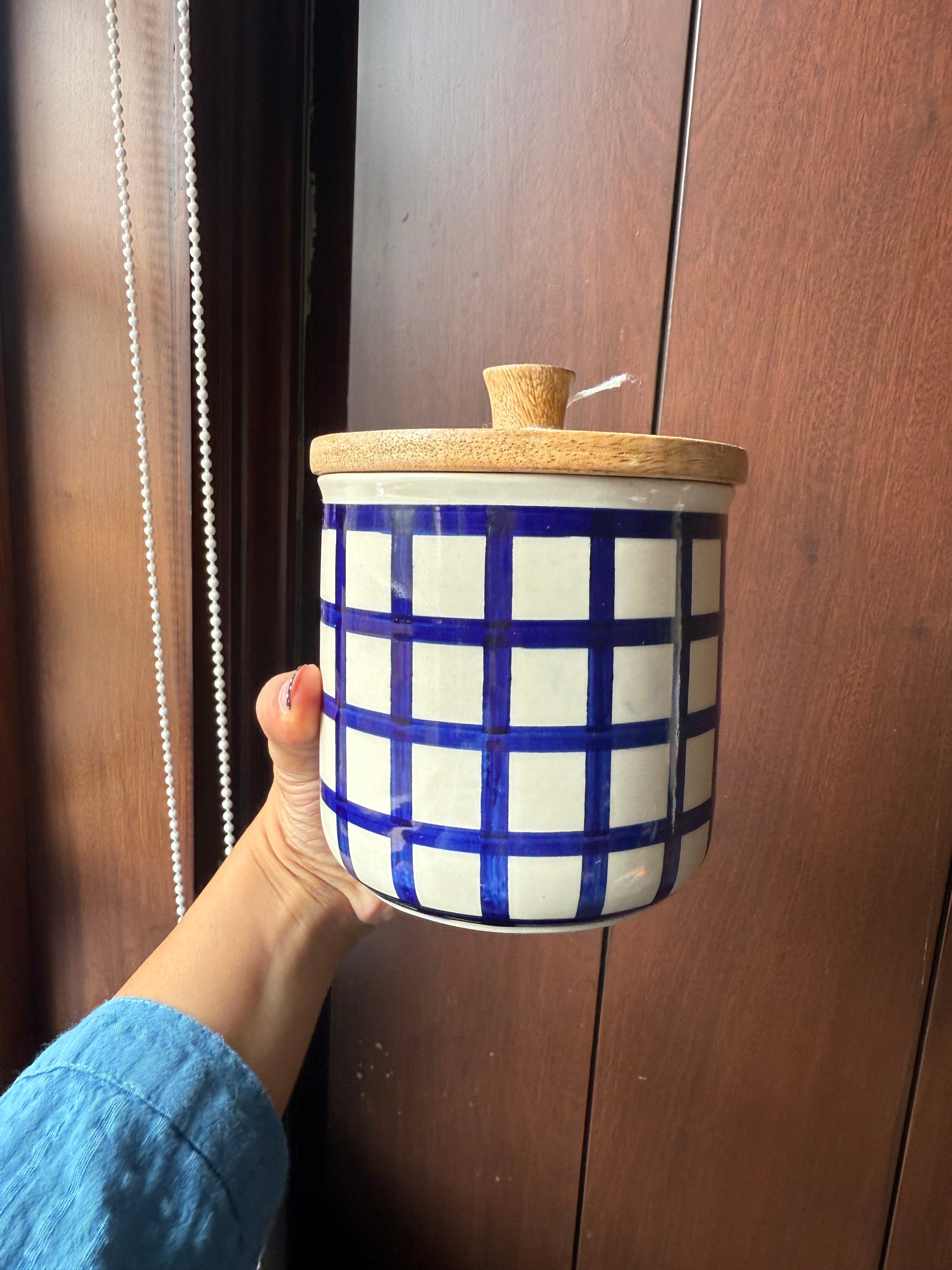 Blooming Ceramic Jar - Handcratted Decorative Storage Jar
