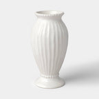 Tall Beaded Ceramic Vase - Ivory, Handcrafted Decorative Accent