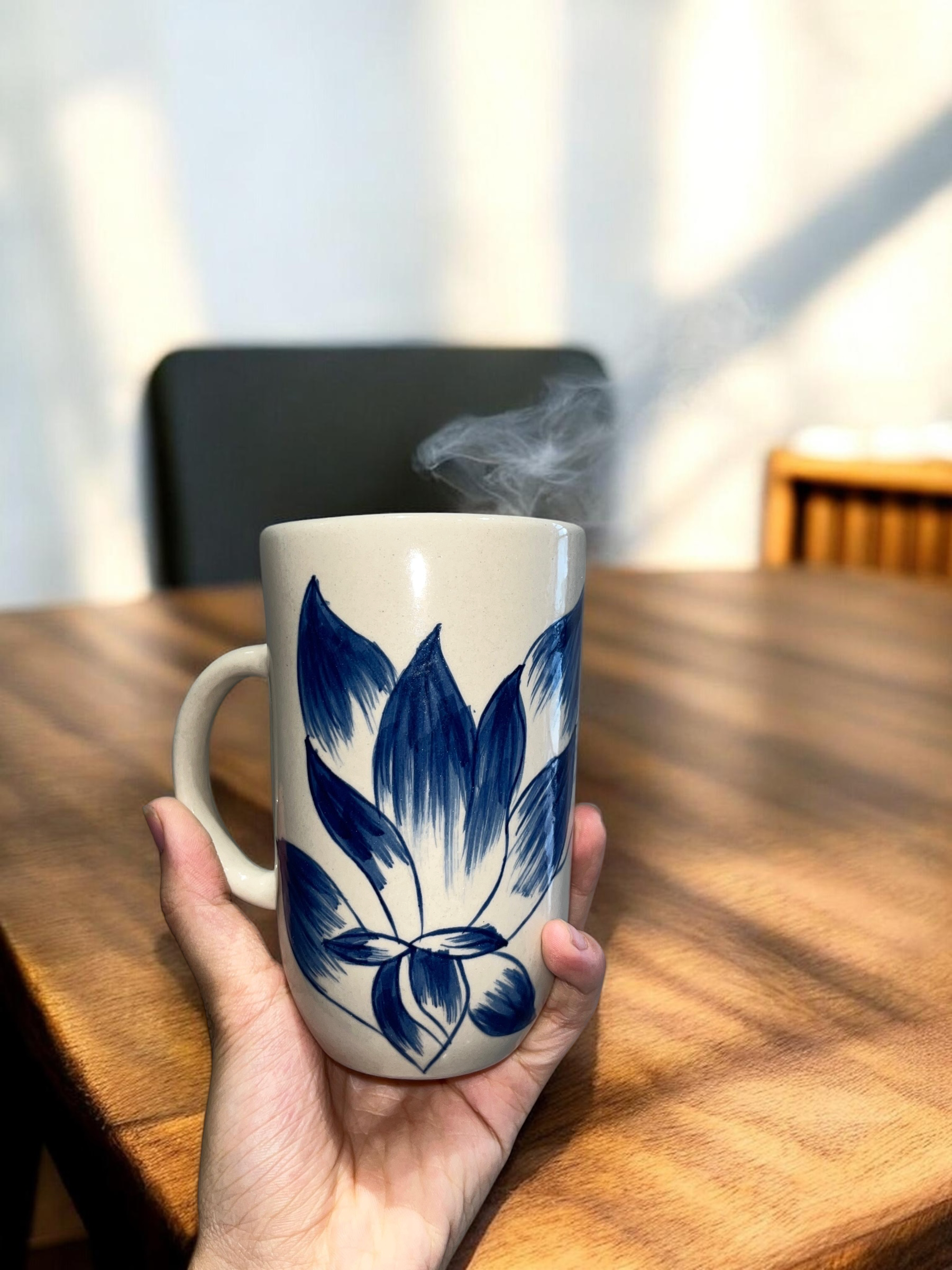 Fiore Tall Ceramic Coffee Mug - Handcrafted Stoneware