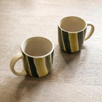 Olive Ceramic Coffee Mug - Set of 2, Handcrafted Stoneware