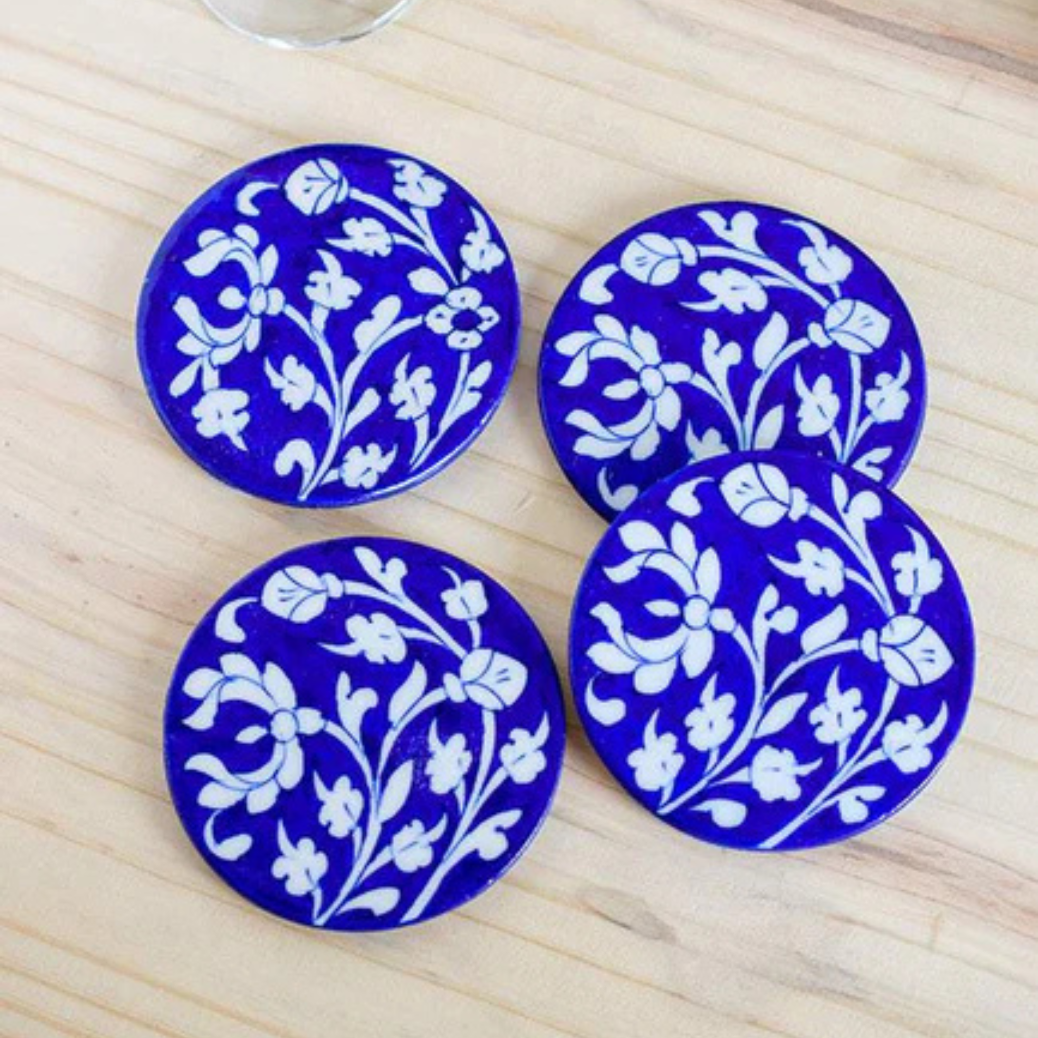 Blue floral Coasters Pack of 2 – Jaipur Handmade