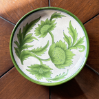 8 Inch Blue Pottery Wall Plate – Green Marigold