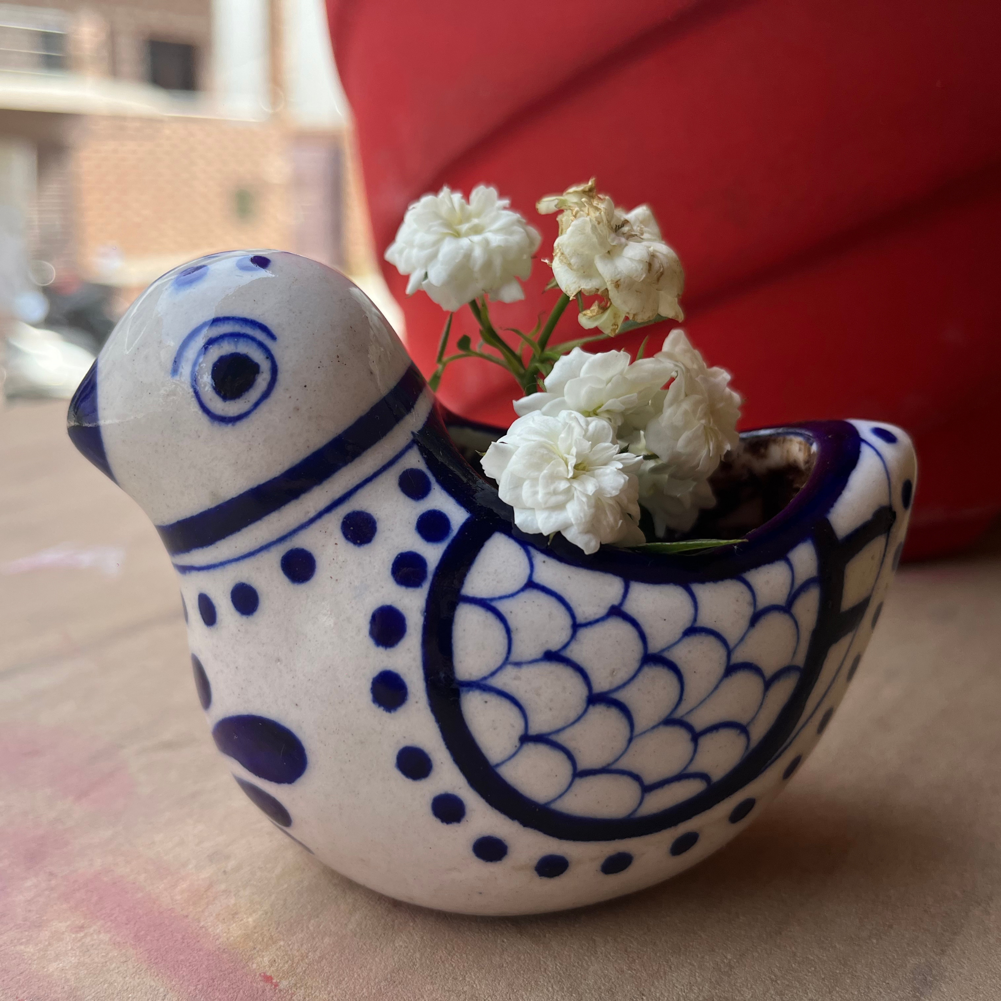Handcrafted Bird Planter – Blue Pottery Garden Pot for Indoor & Outdoor Plants