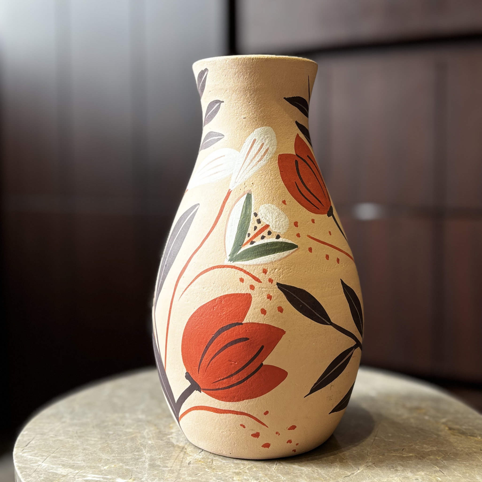 Handcrafted Terracotta Vase – Floral Design
