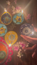 Handcrafted Blue Pottery Diya Set – Pack of 5